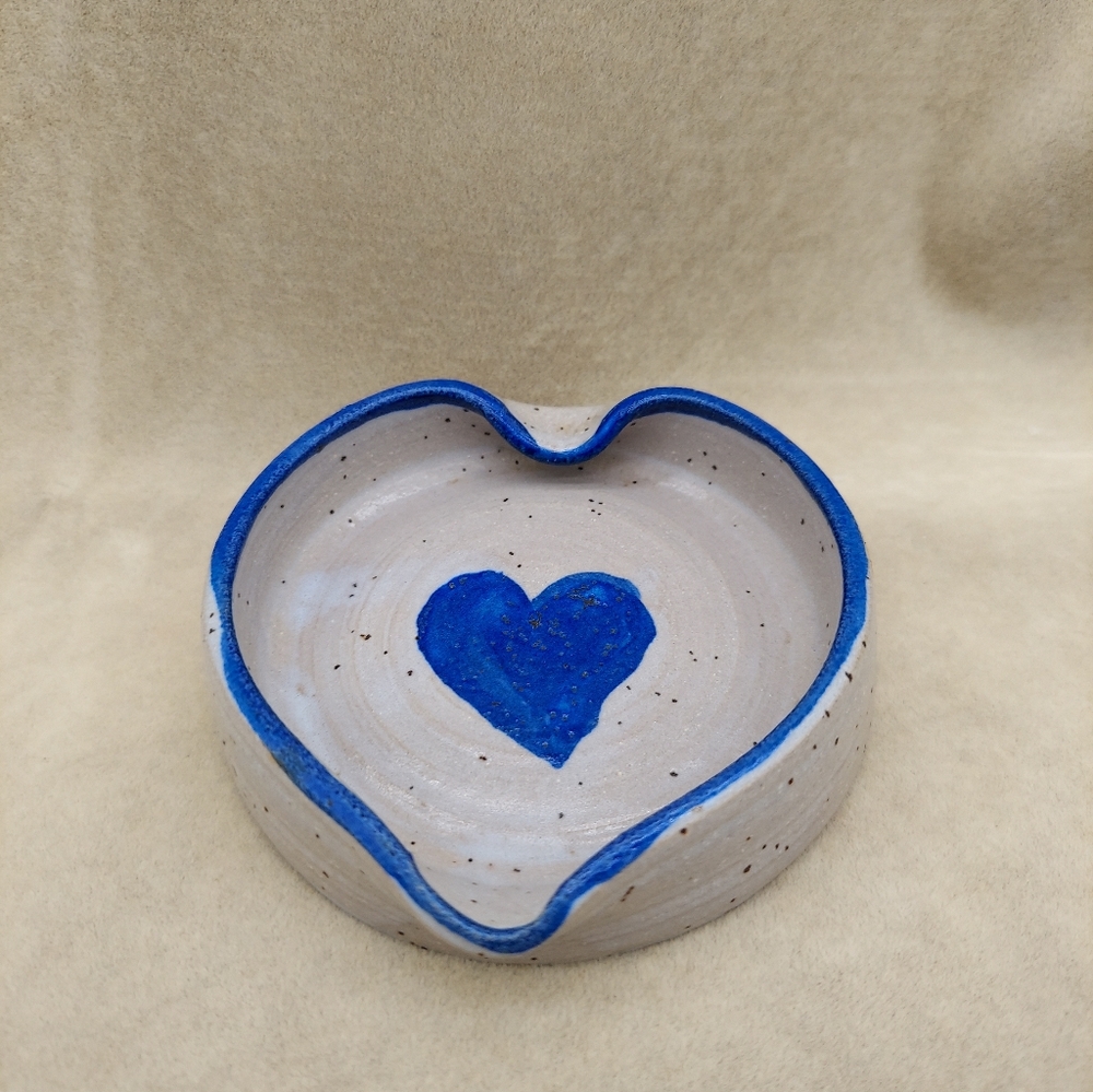 Blue Heart Spoon Rest Valentines Day Cottage Kitchen Decor